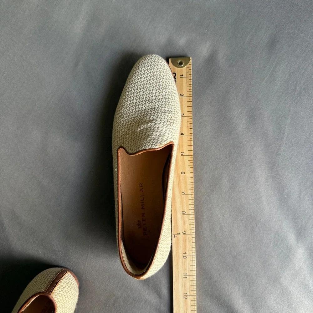 Peter Millar Mens 8M Woven Raffia Leather Loafers Beige Made in Brazil Old Money